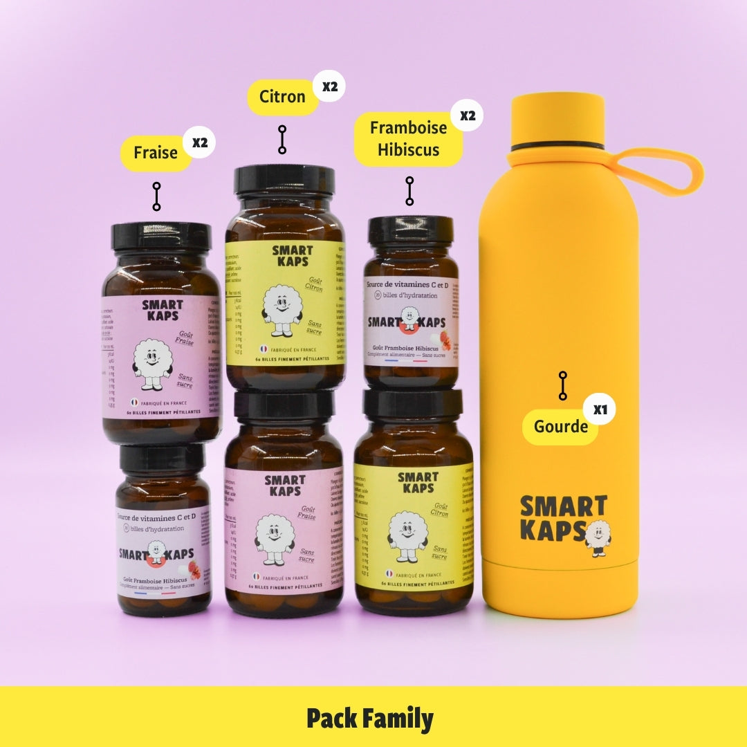 Pack "Familly" 6 boites Smart Kaps +1 gourde 50cl originale Smart Kaps