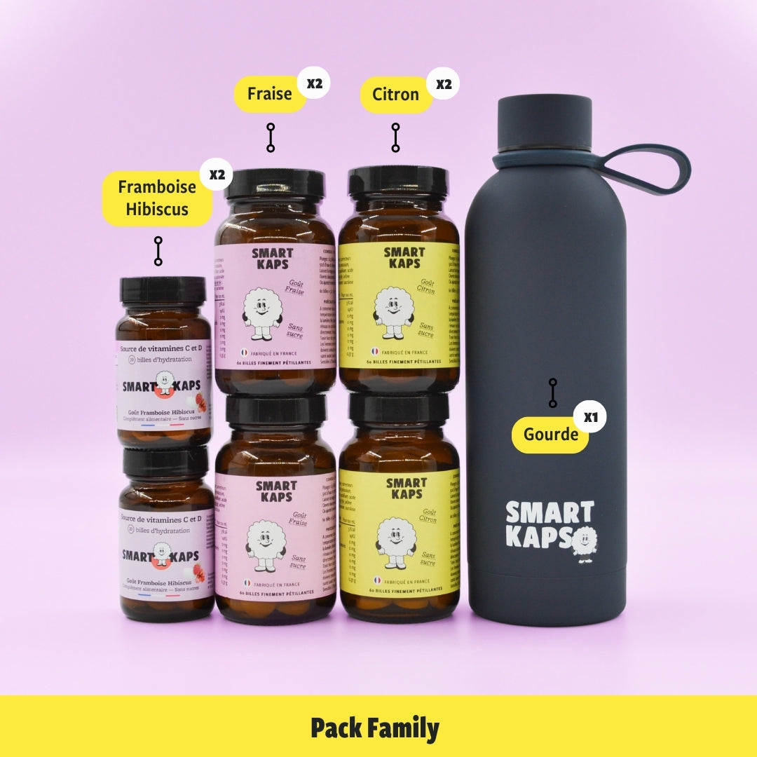 Pack "Familly" 6 boites Smart Kaps +1 gourde 50cl originale Smart Kaps