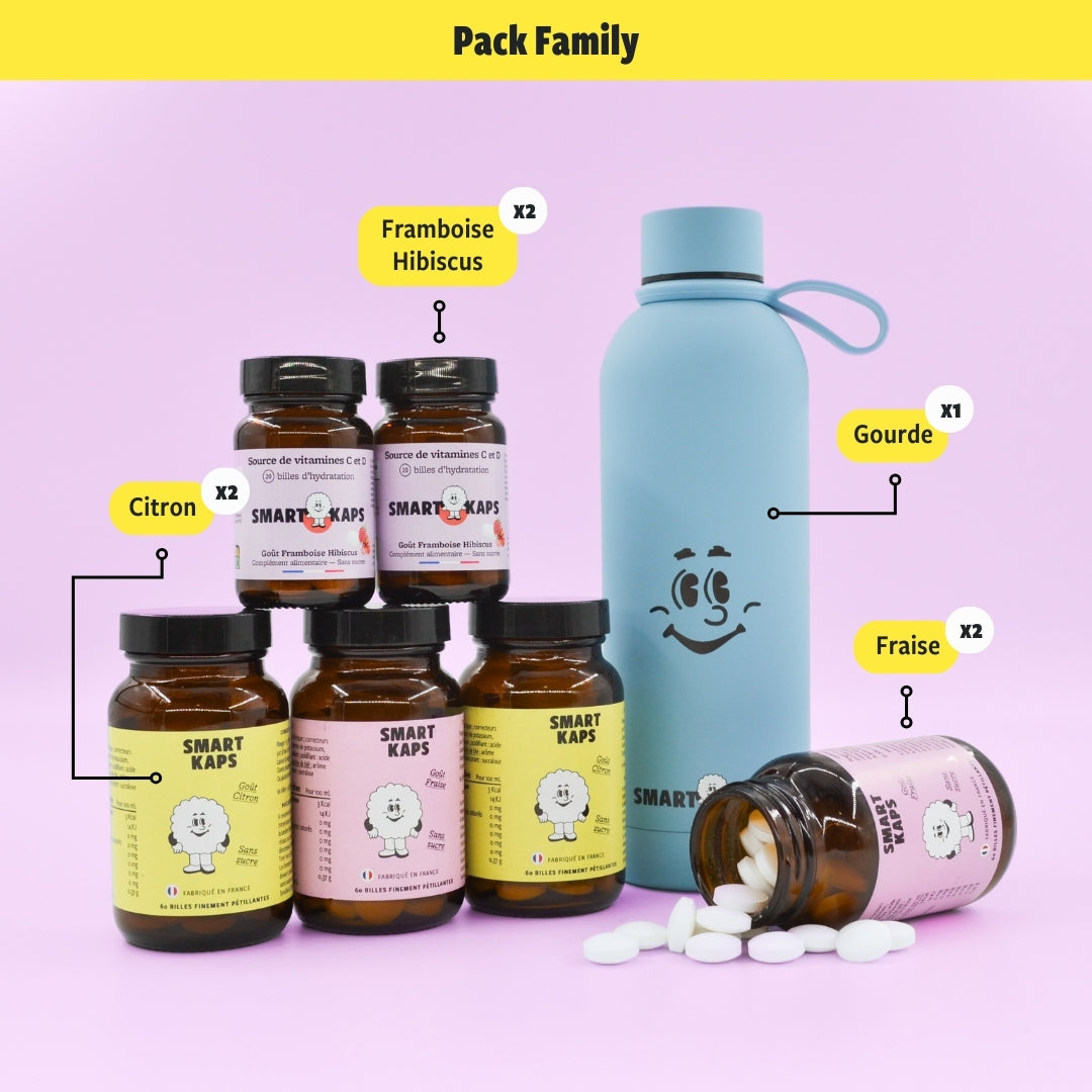 Pack "Familly" 6 boites Smart Kaps +1 gourde 50cl originale Smart Kaps